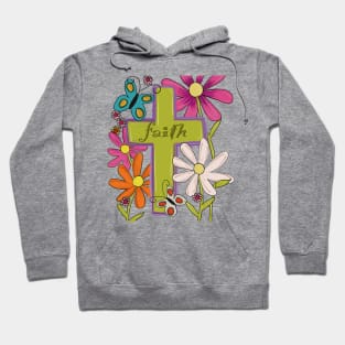 Faith cross Flowers bright spring colors Hoodie